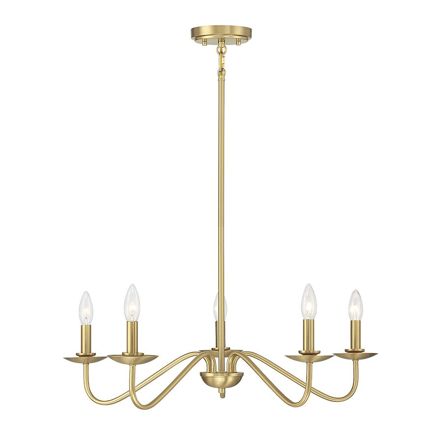 Savoy Meridian 5 Light Chandelier, Natural Brass - M100120NB