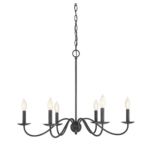 Meridian Traditional 6 Light Chandelier, Aged Iron - M10042AI