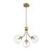 Meridian Mid-Century 3 Light Chandelier, Natural Brass/Clear - M10057NB