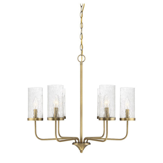 Meridian Transitional 4 Light Chandelier, Natural Brass/Clear - M10076NB