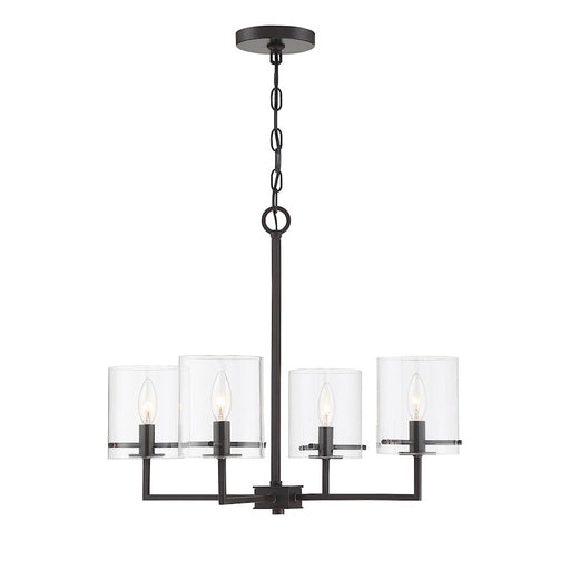 Meridian Transitional 4 Light Chandelier, Oil Rubbed Bronze/Clear - M10076ORB