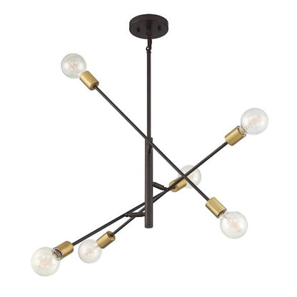 6-Light 12" Chandelier, Matte Black