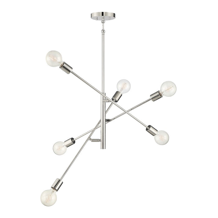 Meridian Contemporary 6 Light 12" Chandelier, Polished Nickel - M10084PN