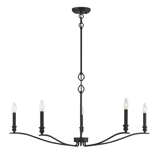 Meridian Transitional 5 Light 15" Chandelier, Matte Black - M10086MBK