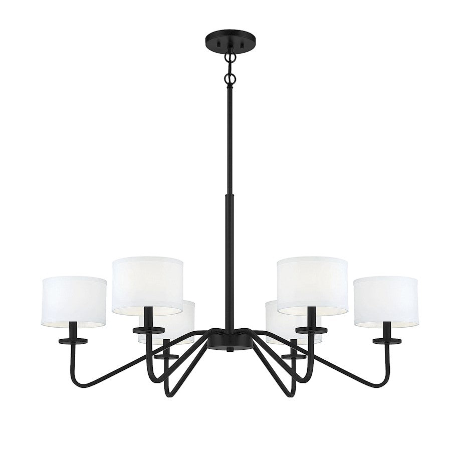 Meridian Transitional 6 Light 18" Chandelier, Matte Black - M10092MBK