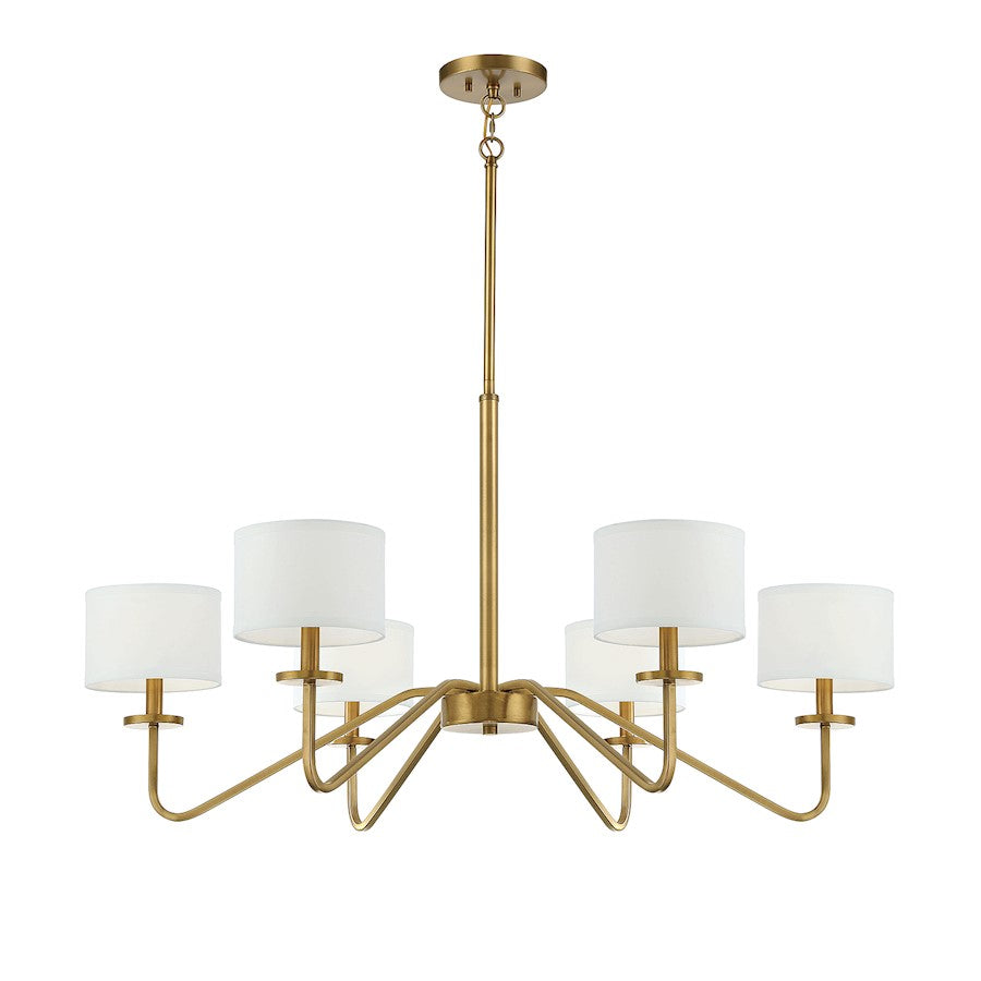 Meridian Transitional 6 Light 18" Chandelier, Natural Brass - M10092NB