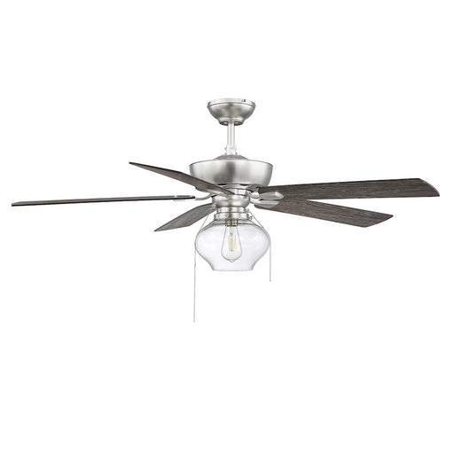 Meridian Farmhouse 52" 1 Light Ceiling Fan, Brushed Nickel/Clear - M2009BN