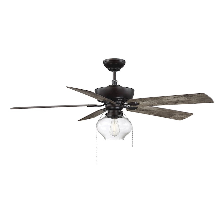 Meridian Farmhouse 52" 1 Light Ceiling Fan, Oil Rubbed Bronze/Clear - M2009ORB