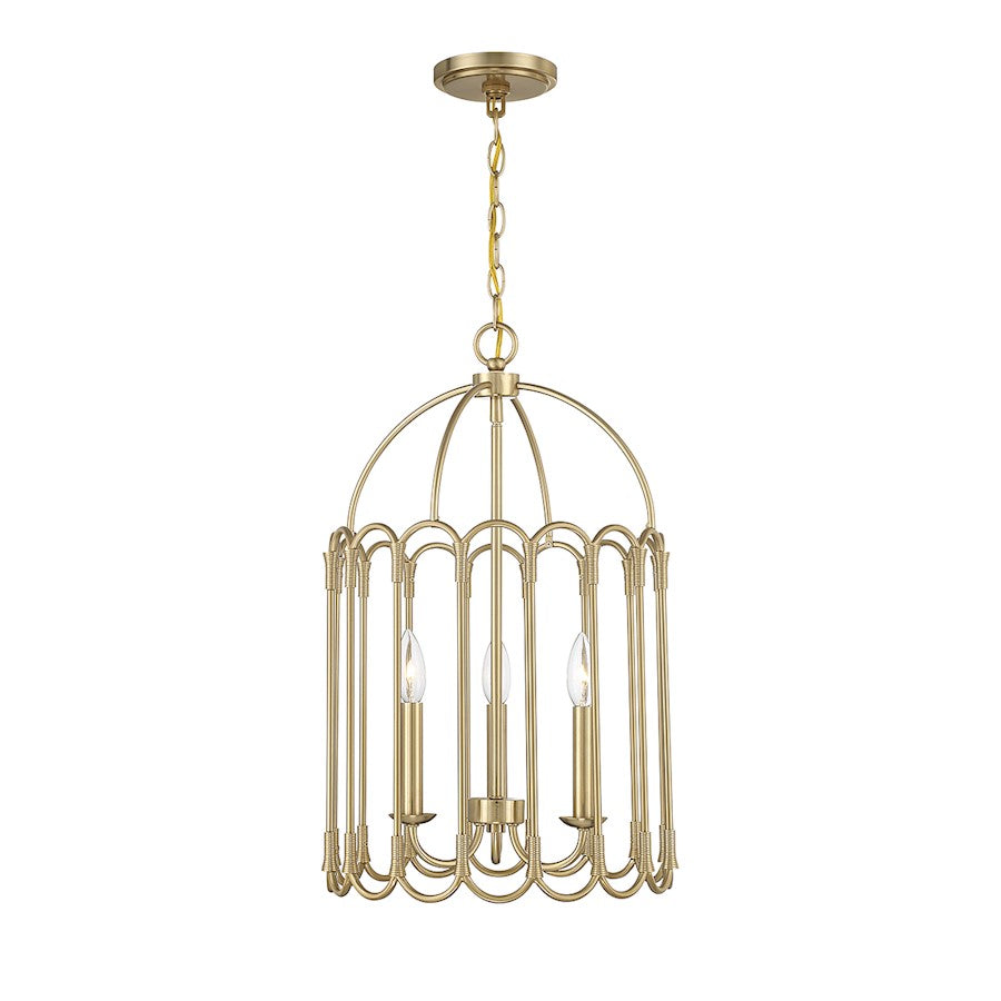 Savoy Meridian 3 Light Pendant, Natural Brass - M30011NB