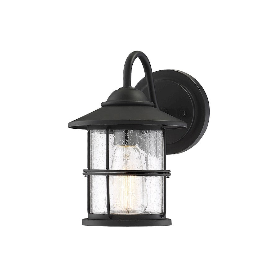 Meridian Farmhouse 1 Light Outdoor Wall Lantern, Matte Black/Clear - M50014BK