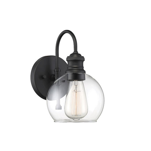 Meridian Industrial 1 Light 10" Outdoor Wall Lantern, Black/Clear - M50040BK