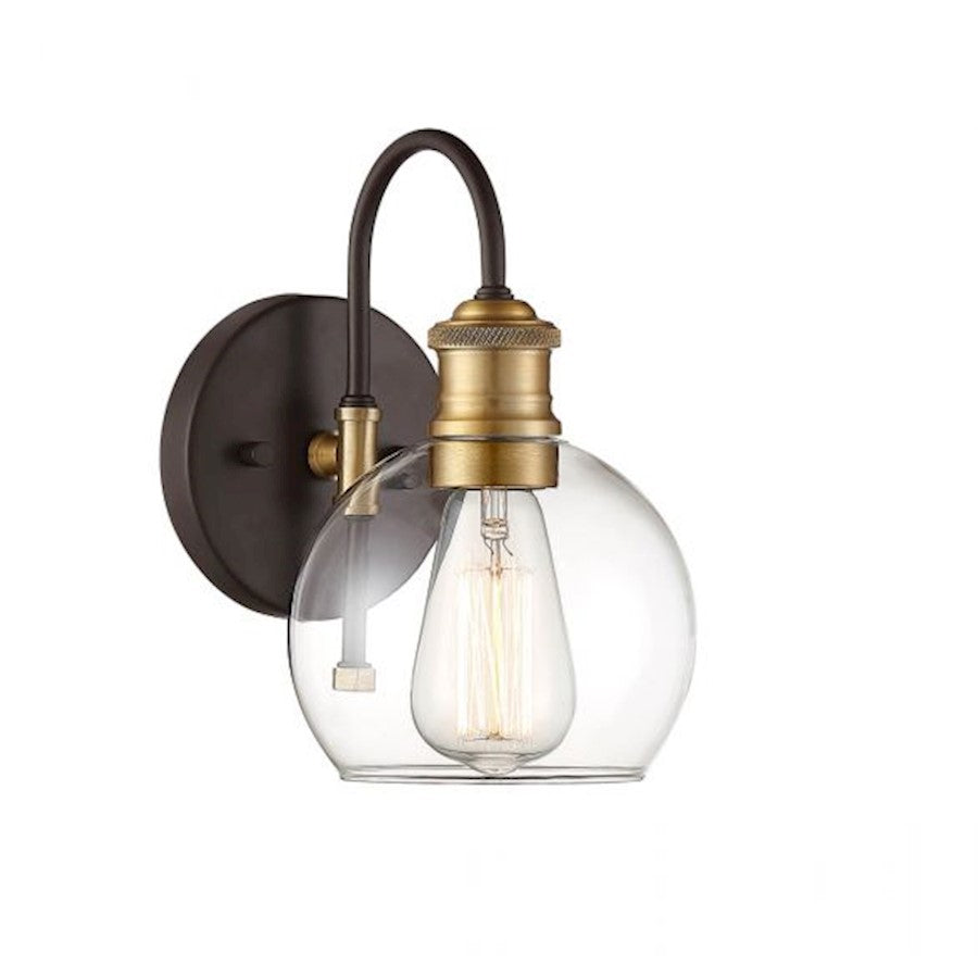 Meridian Industrial 1 Lt 10" Outdoor Wall Lantern, Bronze/Brass - M50040ORBNB