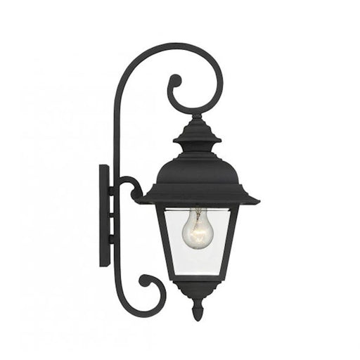 Savoy Meridian 1 Light Outdoor Wall Lantern, Textured Black/Clear - M50064BK