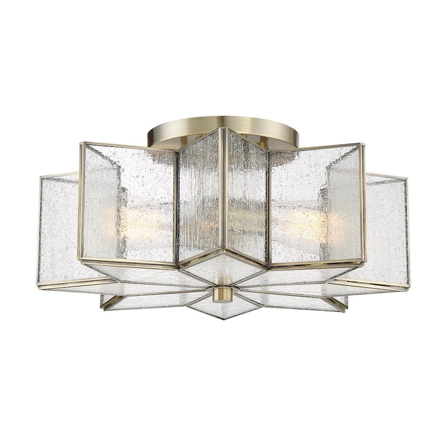 Meridian Modern 2 Light Semi Flush Mount, Brass/Clear Seeded - M60004NB