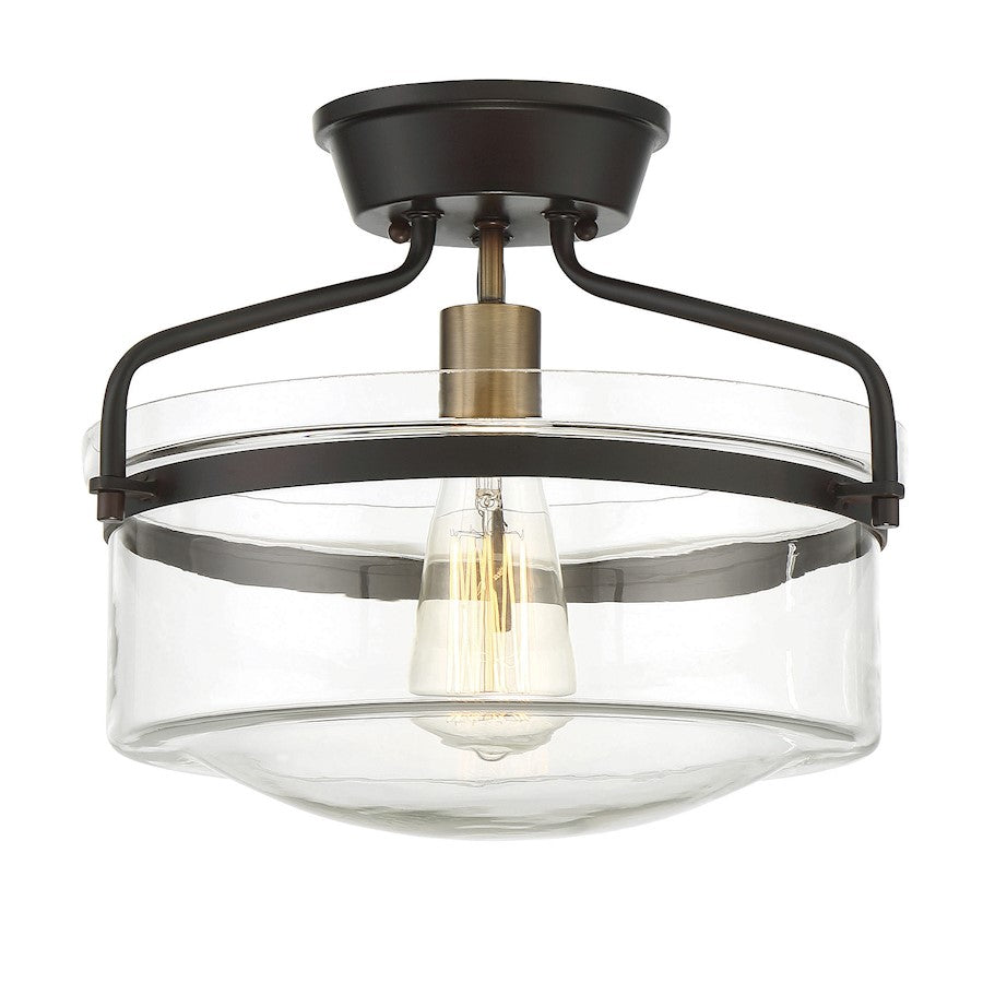 Meridian Modern 1 Light Semi Flush Mount, Bronze/Brass/Clear - M60011ORBNB