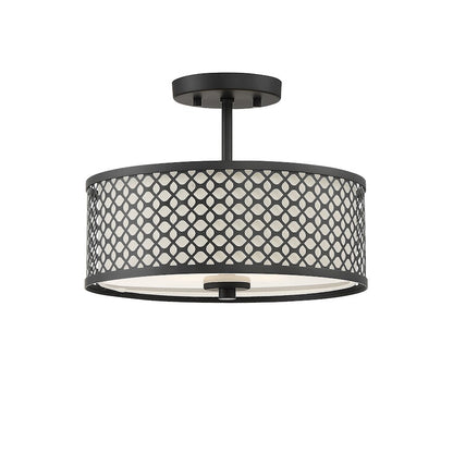 Meridian Transitional 2 Light Semi Flush Mount, Matte Black/Shield - M60016MBK