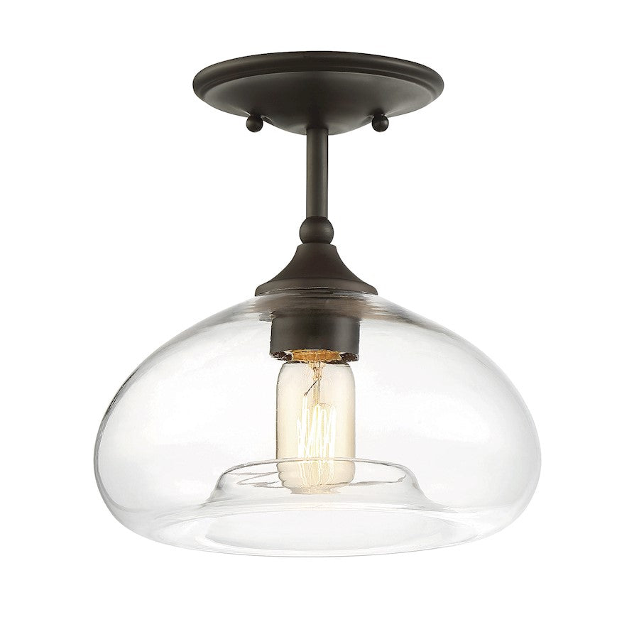 Meridian Modern 1 Light 10" Semi Flush Mount, Bronze/Clear - M60017ORB