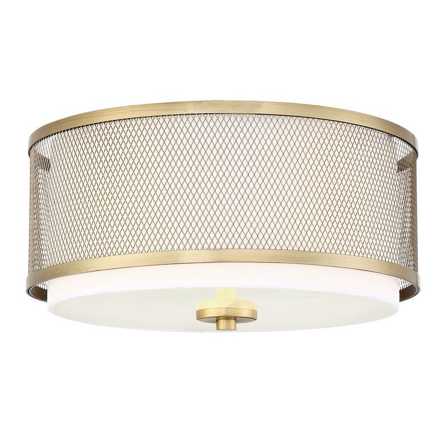 Meridian Industrial 3 Light 6" Flush Mount, Natural Brass - M60018NB