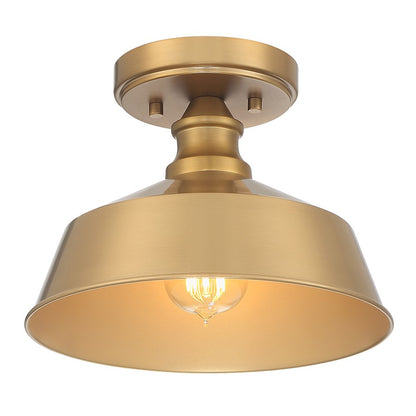 Meridian Vintage 1 Light 7" Semi Flush Mount, Natural Brass - M60068NB