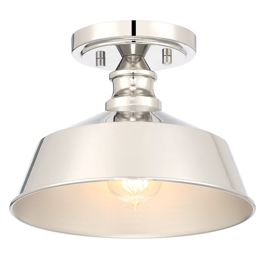 Meridian Vintage 1 Light Semi Flush Mount, Polished Nickel - M60068PN