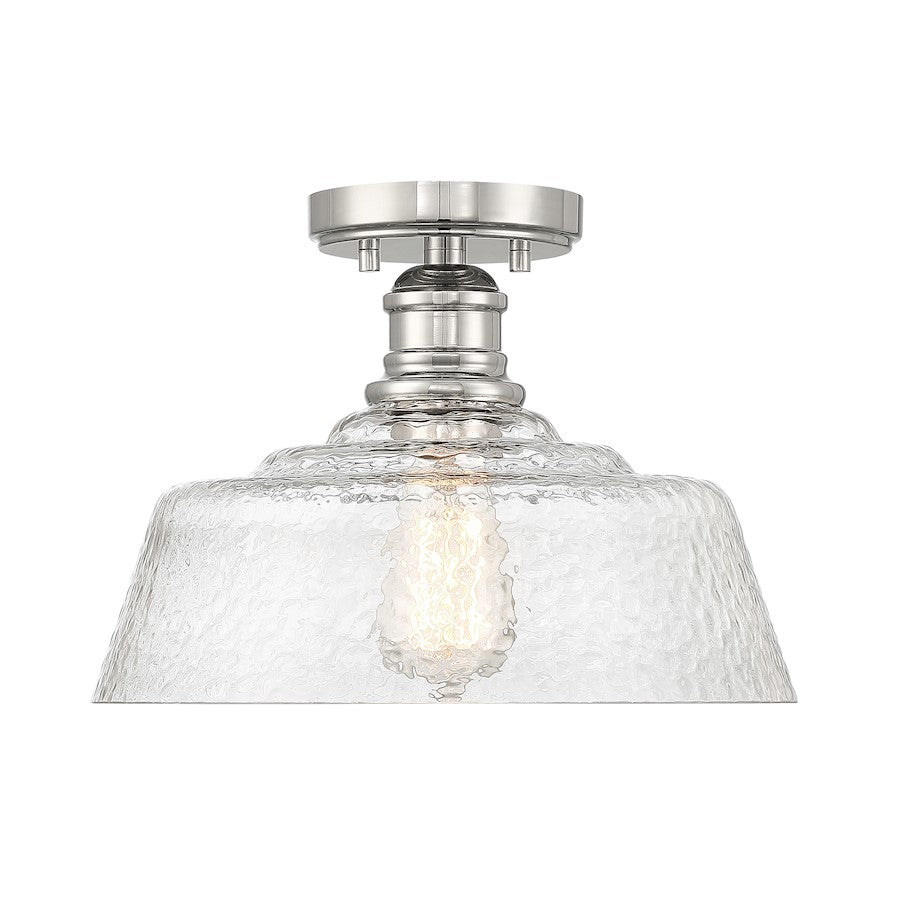 Meridian Vintage 1 Light Semi Flush Mount, Polished Nickel/Vintage - M60070PN