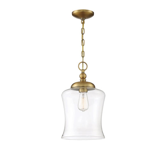 Meridian Modern 1 Light 16" Pendant, Natural Brass/Clear - M70019NB