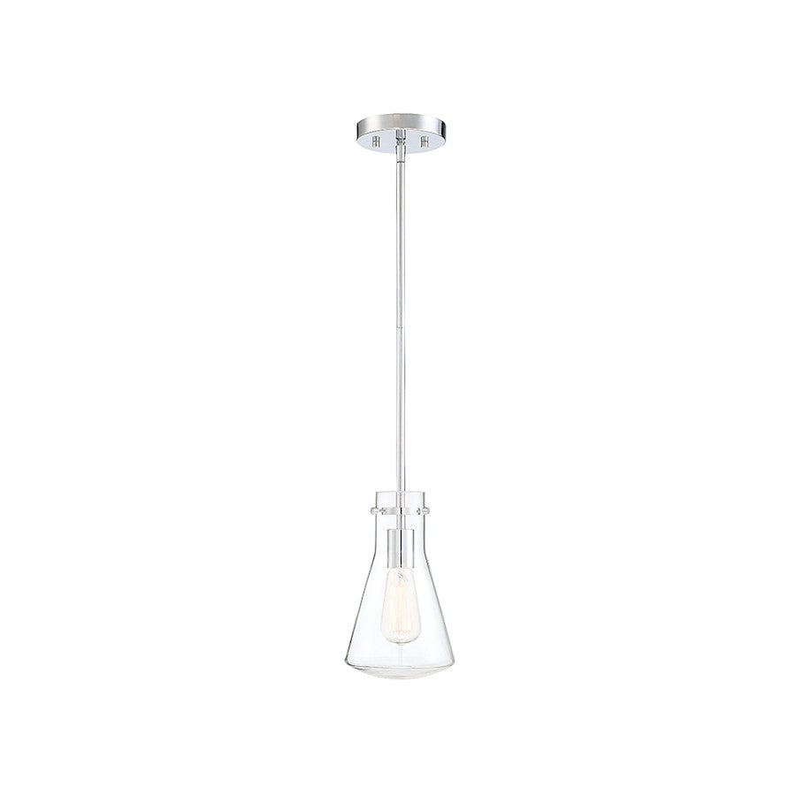 Meridian Industrial 1 Light Pendant, Chrome/Clear - M70063CH