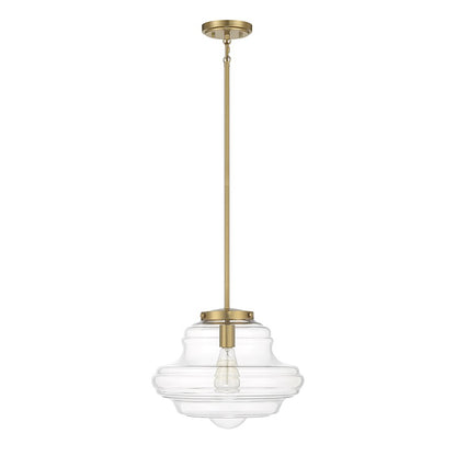 1 Light 12" Pendant, Natural Brass