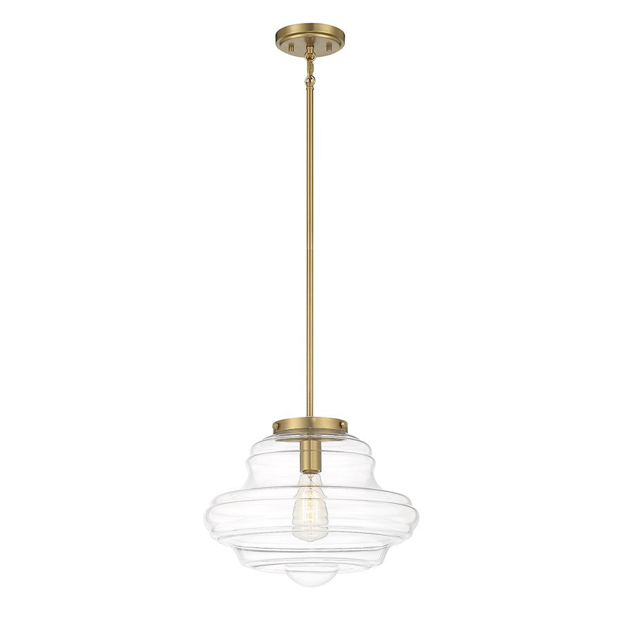 1 Light 12" Pendant, Natural Brass