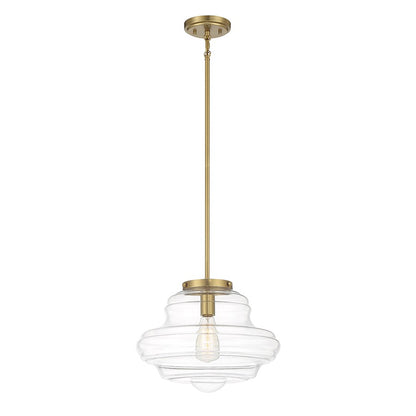 1 Light 12" Pendant, Natural Brass