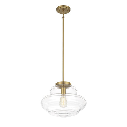 1 Light 12" Pendant, Natural Brass