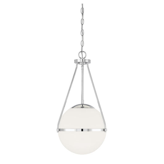 Savoy Meridian 1 Light Pendant, Chrome/White - M7025CH