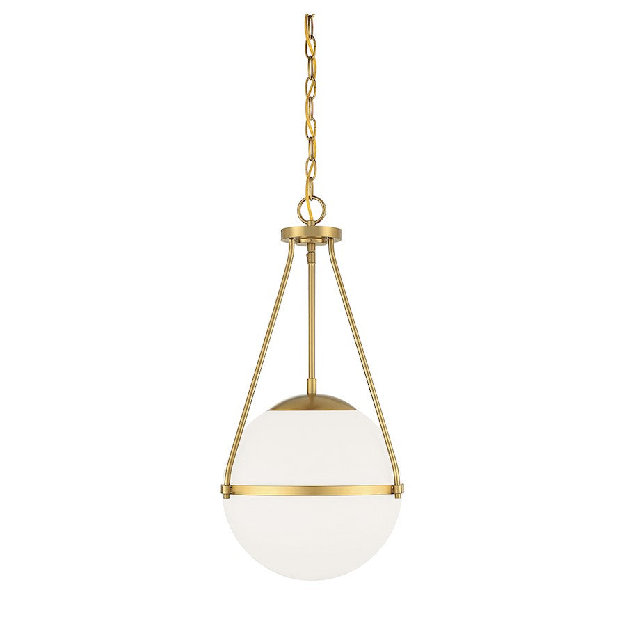 Savoy Meridian 1 Light 25" Pendant, Natural Brass/White - M7025NB