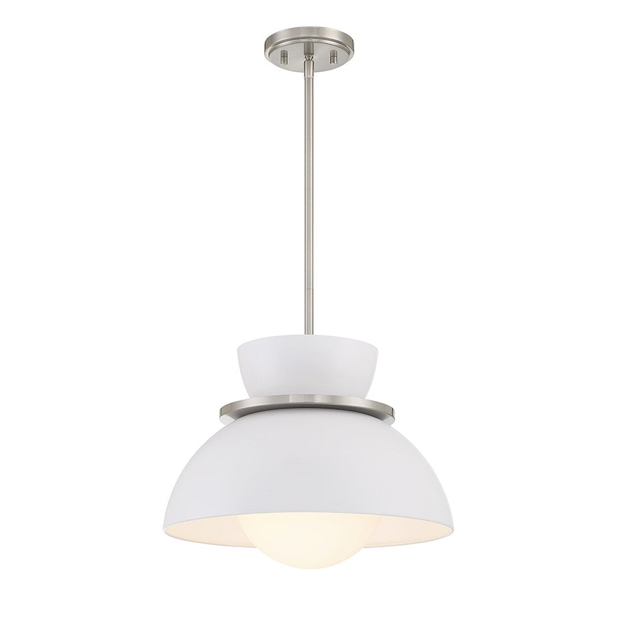 Savoy Meridian 1 Light Pendant, Brushed Nickel/Opal - M7026BN