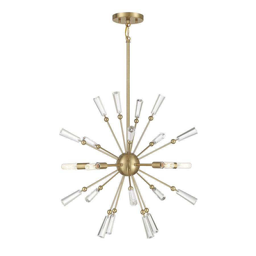 Savoy Meridian 5 Light Pendant, Natural Brass - M7028NB