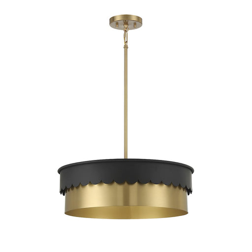 Savoy Meridian 4 Light Pendant, Matte Black/Natural Brass - M7030MBKNB