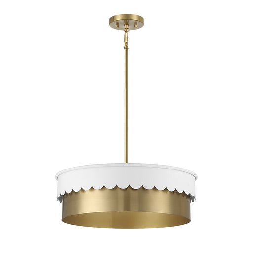 Savoy Meridian 4 Light Pendant, White/Natural Brass - M7030WHNB