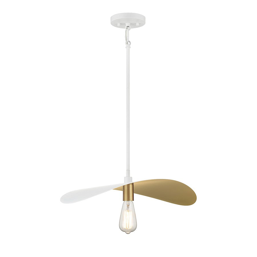 Savoy Meridian 1 Light Pendant, White/Painted Gold - M7031WHNB