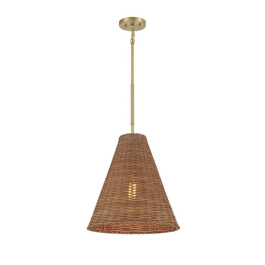 Savoy Meridian 1 Light Pendant, Natural Brass - M7036NRNB