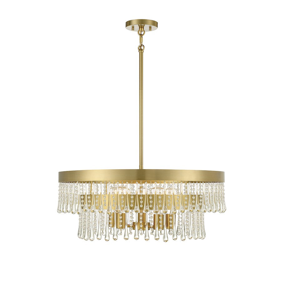 Savoy Meridian 6 Light Pendant, Natural Brass - M7038NB