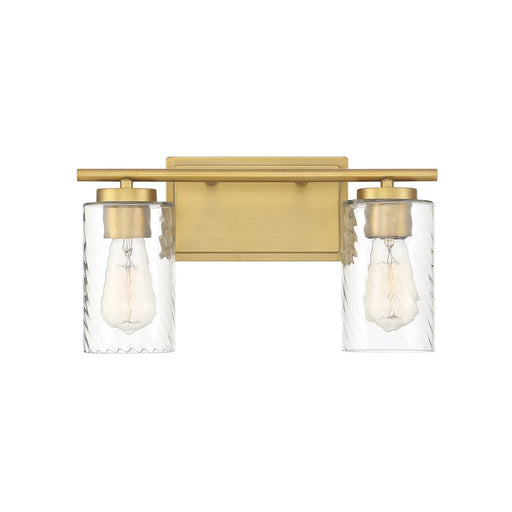 Meridian Transitional 2 Light Bathroom Vanity, Brass/Clear Swirl - M80037NB