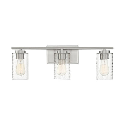 Meridian Transitional 3 Light Bathroom Vanity, Nickel/Clear Swirl - M80038BN