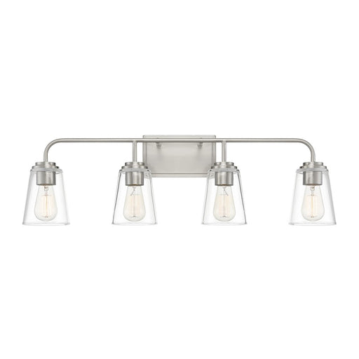 Meridian Industrial 4 Light 9" Bathroom Vanity, Nickel/Clear - M80045BN