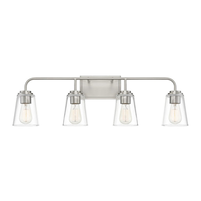 Meridian Industrial 4 Light 9" Bathroom Vanity, Nickel/Clear - M80045BN