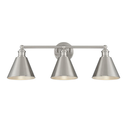 Meridian Modern Farmhouse 3 Light 10" Bathroom Vanity, Brushed Nickel - M80064BN