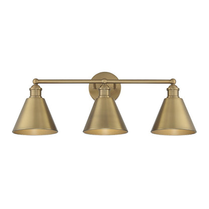 Meridian Modern Farmhouse 3 Light 10" Bathroom Vanity, Brass - M80064NB