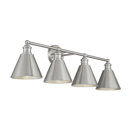 4-Light 38" Bathroom Vanity Light, Brushed Nickel