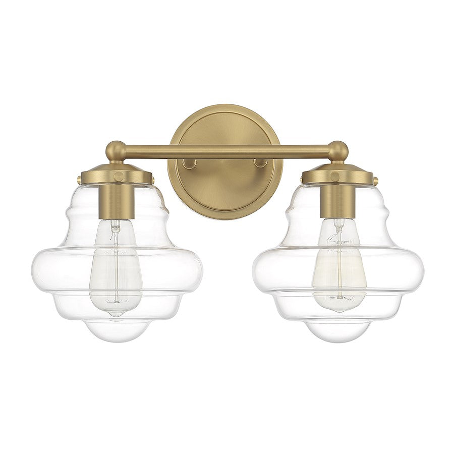 2-Light 17" Bathroom Vanity Light , Natural Brass