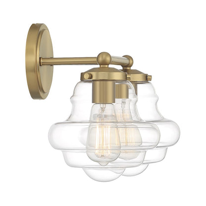 2-Light 17" Bathroom Vanity Light , Natural Brass