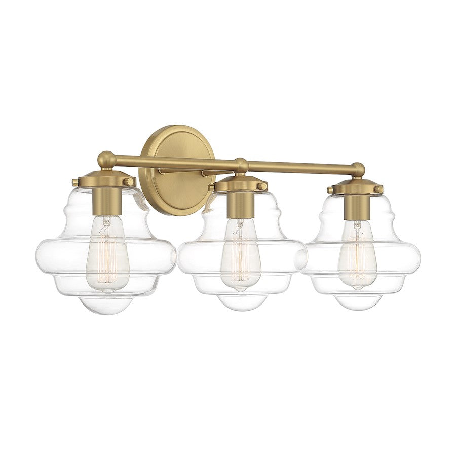 3-Light 26" Bathroom Vanity Light, Natural Brass